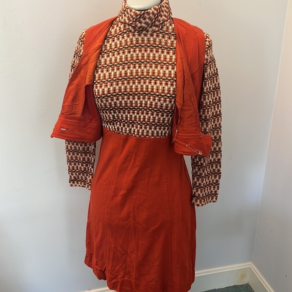 Vintage 1960s fall turtleneck handmade dress small - Picture 6 of 8